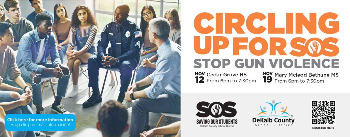 Group of people sitting in a circle surrounding an officer talking about stoping gun violence